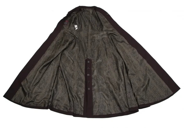 ジャンポールゴルチエ ファムJean Paul GAULTIER FEMME 裏レタリングウールギャバロングコート ワイン40 K-117192_012