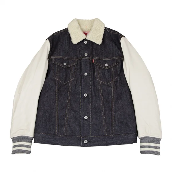 ジュンヤワタナベ マン コムデギャルソン×リーバイスJUNYA WATANABE MAN COMME des GARCONS×Levi's スタジャン袖ボア襟デニムジャケット 紺白L K-117207_001