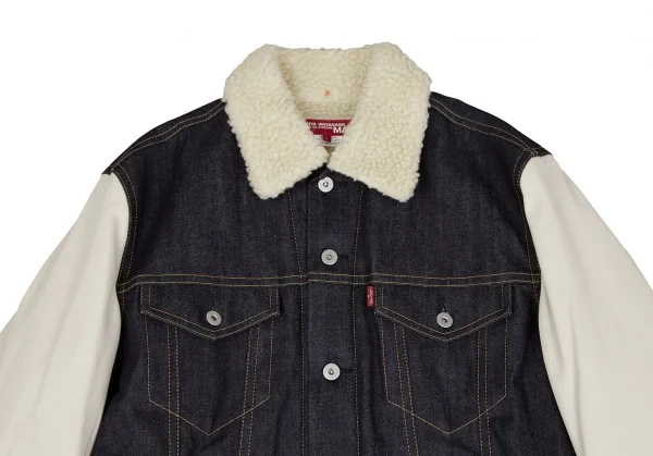 ジュンヤワタナベ マン コムデギャルソン×リーバイスJUNYA WATANABE MAN COMME des GARCONS×Levi's スタジャン袖ボア襟デニムジャケット 紺白L K-117207_002