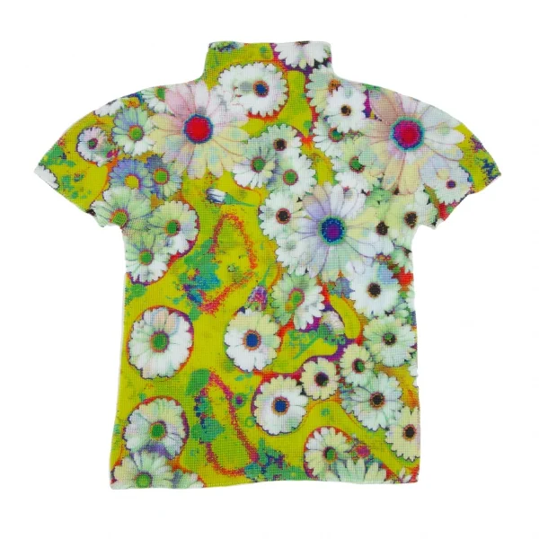 イッセイミヤケ ミーISSEY MIYAKE me フローラルプリントストレッチプリーツハイネックTシャツ 黄マルチF K-117214_002