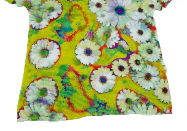 イッセイミヤケ ミーISSEY MIYAKE me フローラルプリントストレッチプリーツハイネックTシャツ 黄マルチF K-117214_006