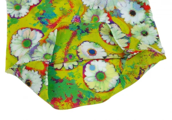 イッセイミヤケ ミーISSEY MIYAKE me フローラルプリントストレッチプリーツハイネックTシャツ 黄マルチF K-117214_007