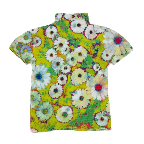 イッセイミヤケ ミーISSEY MIYAKE me フローラルプリントストレッチプリーツハイネックTシャツ 黄マルチF K-117214_008