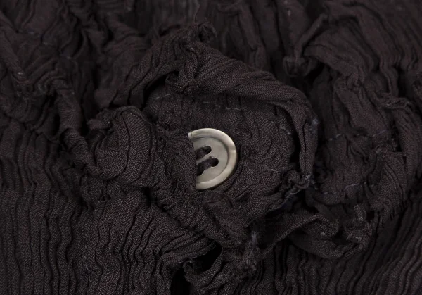 イッセイミヤケ ミーISSEY MIYAKE me ツイストフリンジ装飾シースルークレープブラウス 茶F K-117228_004