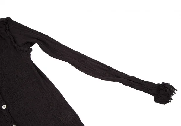 イッセイミヤケ ミーISSEY MIYAKE me ツイストフリンジ装飾シースルークレープブラウス 茶F K-117228_005