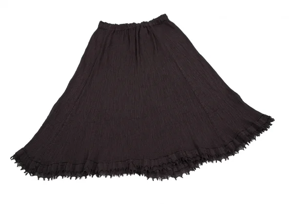 イッセイミヤケ ミーISSEY MIYAKE me ツイストフリンジ装飾シースルークレープスカート 茶F K-117229_005