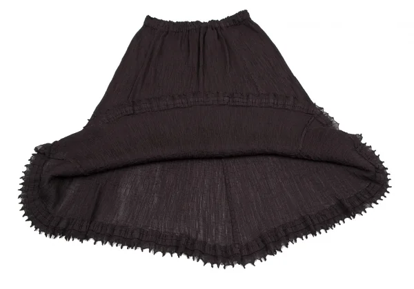 イッセイミヤケ ミーISSEY MIYAKE me ツイストフリンジ装飾シースルークレープスカート 茶F K-117229_007
