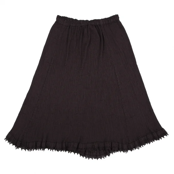 イッセイミヤケ ミーISSEY MIYAKE me ツイストフリンジ装飾シースルークレープセットアップ 茶F K-117230_012