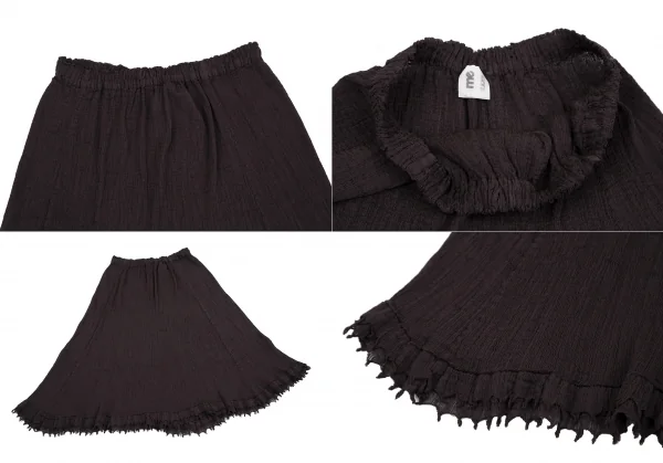 イッセイミヤケ ミーISSEY MIYAKE me ツイストフリンジ装飾シースルークレープセットアップ 茶F K-117230_013