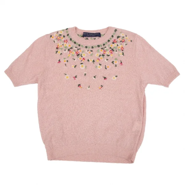 ケイタマルヤマKEITA MARUYAMA 小花刺繍半袖ニット ピンクM K-117241_002