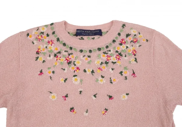 ケイタマルヤマKEITA MARUYAMA 小花刺繍半袖ニット ピンクM K-117241_003