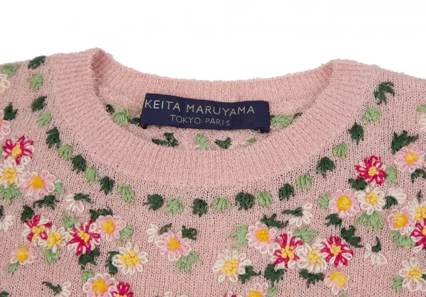 ケイタマルヤマKEITA MARUYAMA 小花刺繍半袖ニット ピンクM K-117241_004