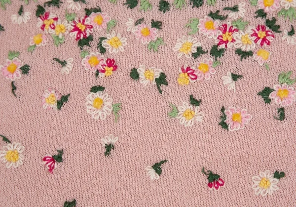 ケイタマルヤマKEITA MARUYAMA 小花刺繍半袖ニット ピンクM K-117241_005