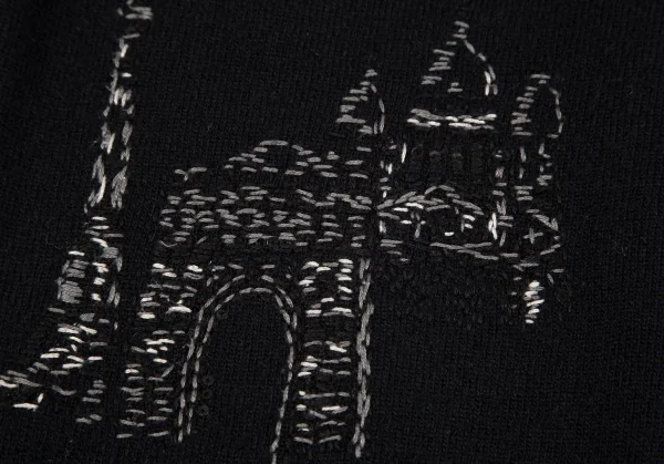 ケイタマルヤマKEITA MARUYAMA エッフェル塔ステッチ刺繍ニットカーディガン 黒1 K-117247_012