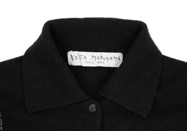 ケイタマルヤマKEITA MARUYAMA エッフェル塔ステッチ刺繍ニットカーディガン 黒1 K-117247_003