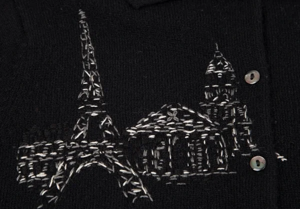 ケイタマルヤマKEITA MARUYAMA エッフェル塔ステッチ刺繍ニットカーディガン 黒1 K-117247_004