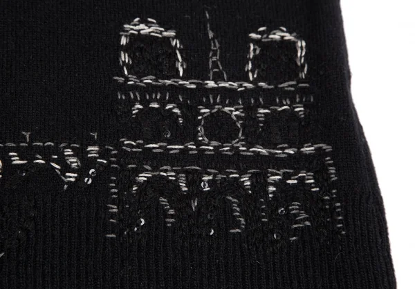 ケイタマルヤマKEITA MARUYAMA エッフェル塔ステッチ刺繍ニットカーディガン 黒1 K-117247_009