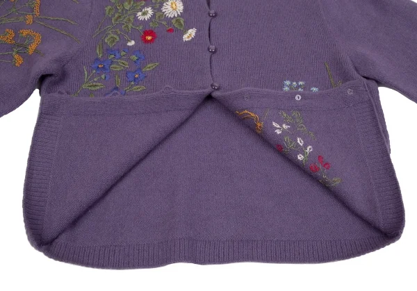 ケイタマルヤマKEITA MARUYAMA フラワー刺繍ニットカーディガン 紫M K-117252_012