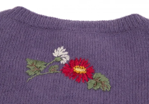 ケイタマルヤマKEITA MARUYAMA フラワー刺繍ニットカーディガン 紫M K-117252_014