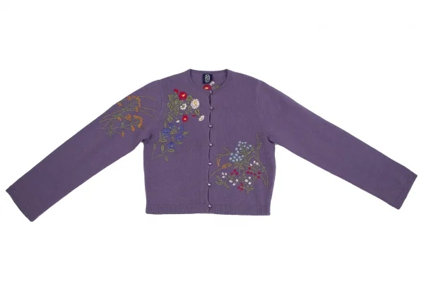 ケイタマルヤマKEITA MARUYAMA フラワー刺繍ニットカーディガン 紫M K-117252_002