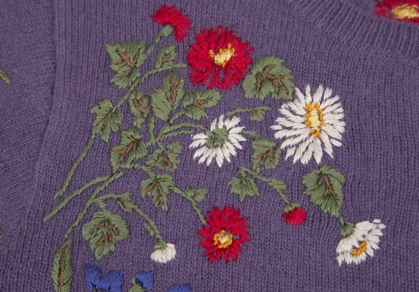 ケイタマルヤマKEITA MARUYAMA フラワー刺繍ニットカーディガン 紫M K-117252_005