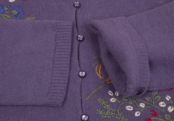 ケイタマルヤマKEITA MARUYAMA フラワー刺繍ニットカーディガン 紫M K-117252_008