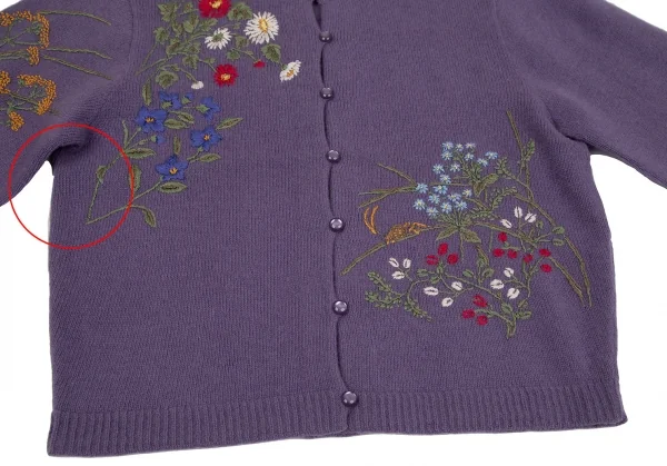 ケイタマルヤマKEITA MARUYAMA フラワー刺繍ニットカーディガン 紫M K-117252_009