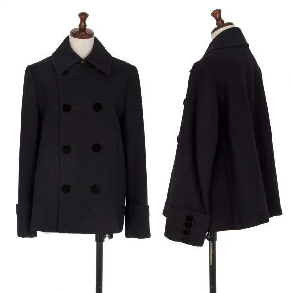 トリココムデギャルソンtricot COMME des GARCONS ウールダブルハーフコート 紺M位 K-117257_001