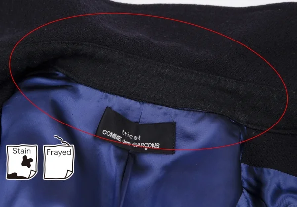 トリココムデギャルソンtricot COMME des GARCONS ウールダブルハーフコート 紺M位 K-117257_014