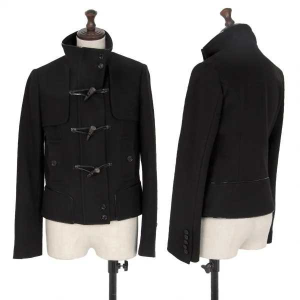 バーバリーBURBERRY ウールカシミヤパイピングショートダッフルコート 黒38 K-117269_001