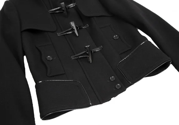 バーバリーBURBERRY ウールカシミヤパイピングショートダッフルコート 黒38 K-117269_008