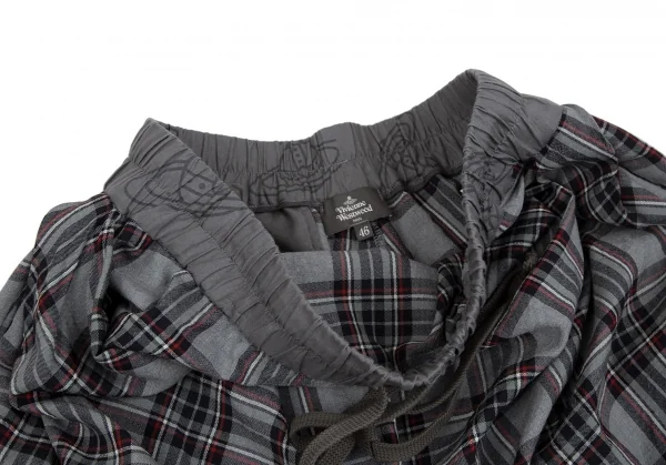 ヴィヴィアンウエストウッドマンVivienne Westwood MAN ウエスト切替タータンチェックサルエルパンツ グレー46 K-117271_005