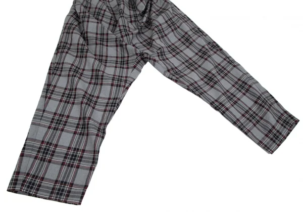 ヴィヴィアンウエストウッドマンVivienne Westwood MAN ウエスト切替タータンチェックサルエルパンツ グレー46 K-117271_007