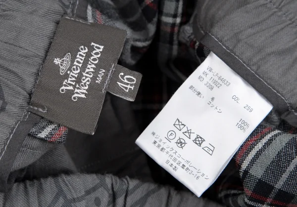 ヴィヴィアンウエストウッドマンVivienne Westwood MAN ウエスト切替タータンチェックサルエルパンツ グレー46 K-117271_013