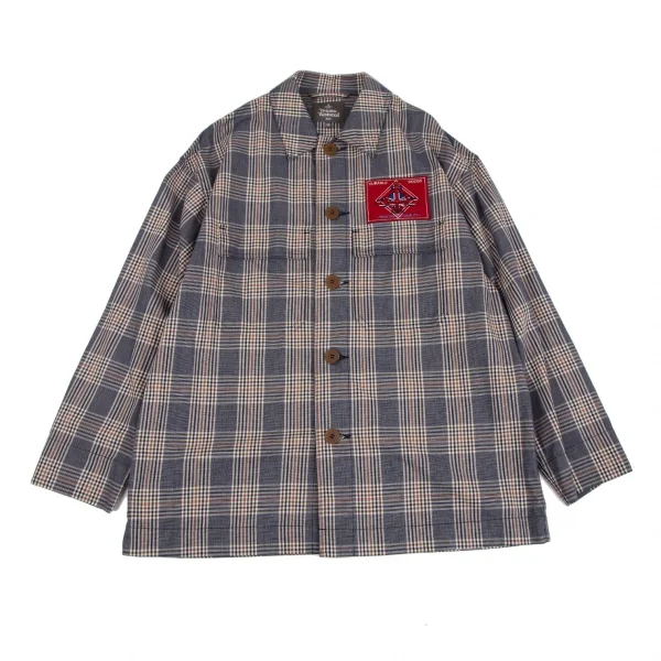 ヴィヴィアンウエストウッドマンVivienne Westwood MAN オーブワッペンチェックジャケット 紺48 K-117276_001