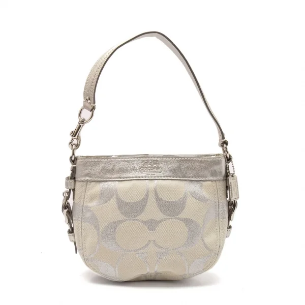 コーチCOACH シグニチャーショルダーバッグ ベージュシルバー K-117279_001