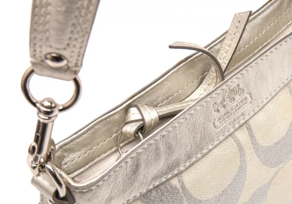 コーチCOACH シグニチャーショルダーバッグ ベージュシルバー K-117279_007
