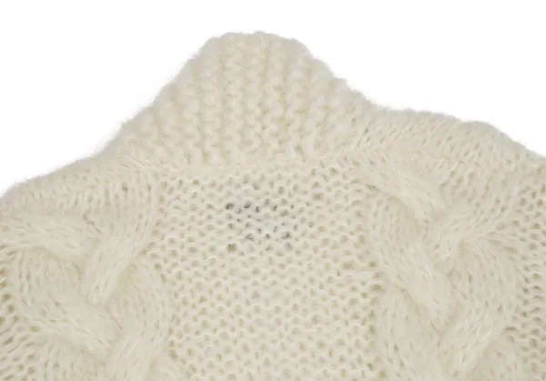 タオtao モヘヤナイロン縄柄手編ニットカーディガン 白F K-117283_010