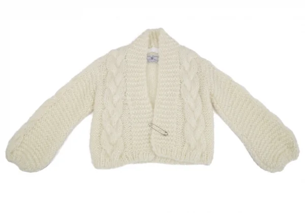 タオtao モヘヤナイロン縄柄手編ニットカーディガン 白F K-117283_002