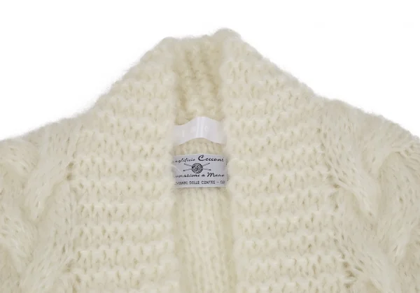 タオtao モヘヤナイロン縄柄手編ニットカーディガン 白F K-117283_003