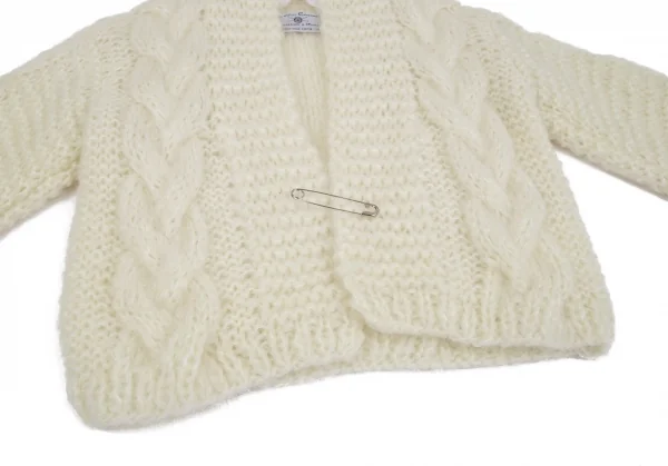 タオtao モヘヤナイロン縄柄手編ニットカーディガン 白F K-117283_006