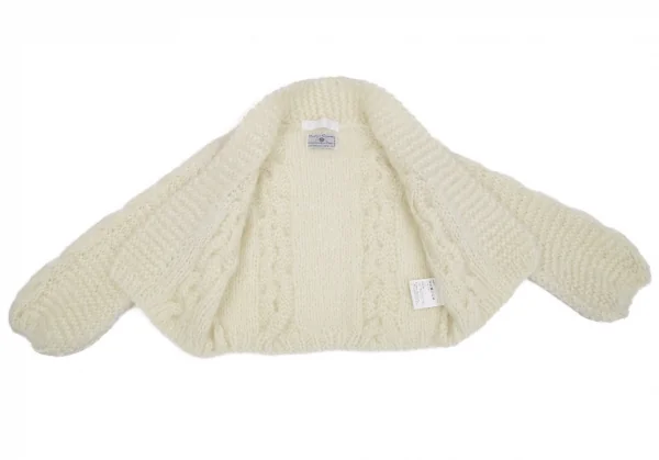タオtao モヘヤナイロン縄柄手編ニットカーディガン 白F K-117283_008