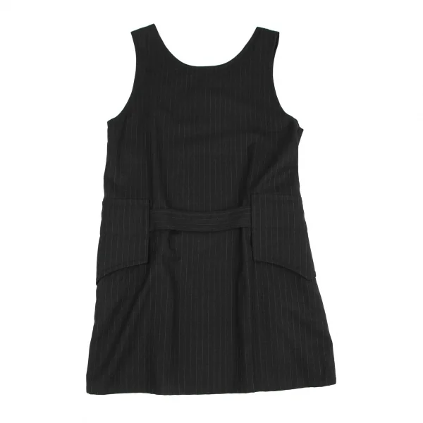 リミフゥLIMI feu ウールベルテッドストライプノースリーブチュニック チャコールS K-117285_010