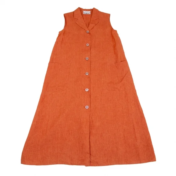 マックスマーラMax Mara リネンノースリーブロングジャケット オレンジ40 K-117287_002