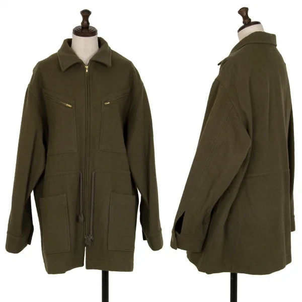 ワイズY's ウールナイロンジップポケットジャケット オリーブM位 K-117299_001