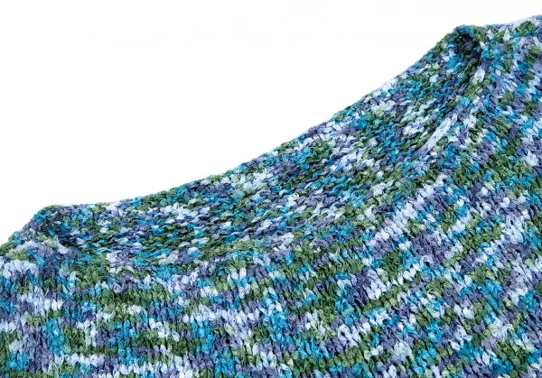 イッセイミヤケ ハートISSEY MIYAKE HaaT ナイロン裂き編みニットノースリーブ 青緑2 K-117313_004