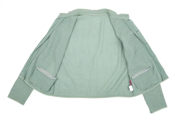 イッセイミヤケ ハートISSEY MIYAKE HaaT ウールナイロンジョーゼットスタンドカラージャケット グリーン2 K-117315_012
