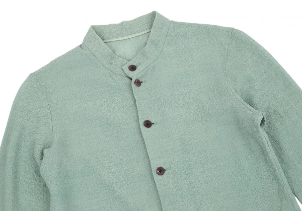 イッセイミヤケ ハートISSEY MIYAKE HaaT ウールナイロンジョーゼットスタンドカラージャケット グリーン2 K-117315_003