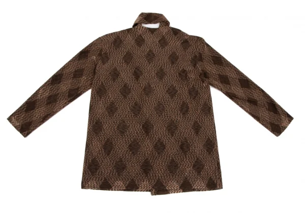 イッセイミヤケペルマネンテISSEY MIYAKE PERMANENTE ダイヤチェックジャガードレイヤードニットジャケット 茶2 K-117319_012
