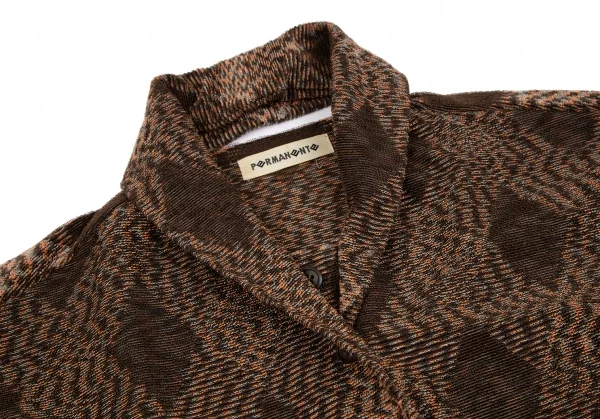 イッセイミヤケペルマネンテISSEY MIYAKE PERMANENTE ダイヤチェックジャガードレイヤードニットジャケット 茶2 K-117319_004